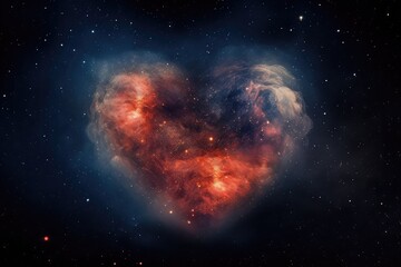 Wall Mural - heart of a nebula, with starry night sky in the background, created with generative ai