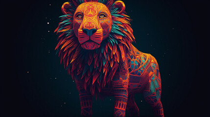 Sticker - lion in the night Generative AI 