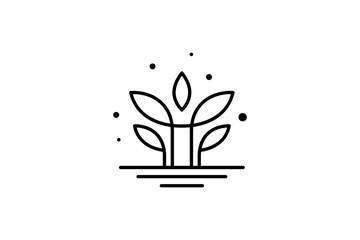 Plant line art style logo decorated with bubbles