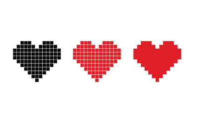 Wall Mural - flat pixel heart black red vector eps 10