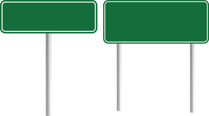 Road green traffic sign board set. Blank board with place for text. Danger blank warning empty signs. Traffic sign board mockup group. Transportation guidance board. advertising Board