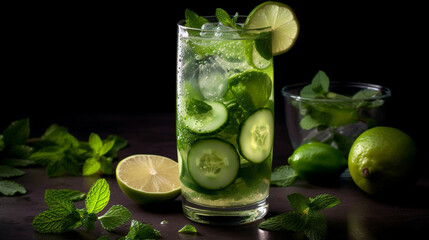 Poster - Cucumber and Lime Mojito Generative AI 