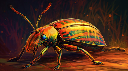 Sticker - Golden beetle looking for a mate Generative AI 