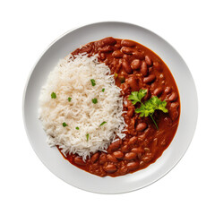 Rajma Chawal Indian Dish On White Plate. Isolated On A Transparent Background, Png. Generative AI