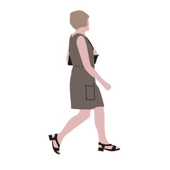 Wall Mural - Vector drawing of a running woman in summer clothes. Flat image. City infographics