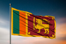 Waving Flag Of The Sri Lanka. Pole Flag In The Wind. National Mark. Waving Sri Lanka Flag. Sri Lanka Flag Flowing.