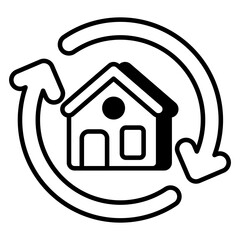 A linear design icon of home exchange