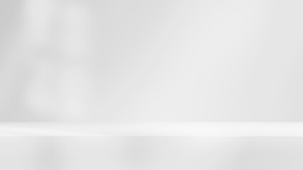 Leinwandbilder - white table background podium stage for text design and products, white stage with sunlight and shadow, table background