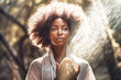© TRINETTE + CHRIS - Portrait of spiritual black woman healing energy in hands.