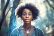 © Trinette Reed - Portrait of Black woman with healing light around her. Generative AI.