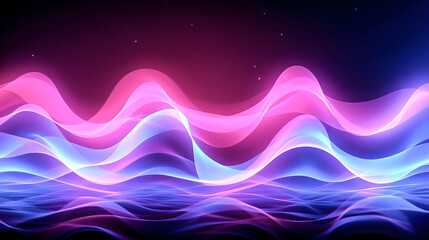 Wall Mural - A wavy line on an abstract, pink and blue neon background was created - generative ai