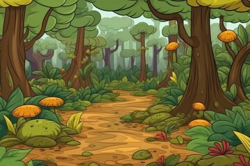 Sticker - peaceful forest path surrounded by lush trees Generative AI