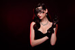Hollywood star mysterious lady halloween vip party night wear face mask hide her appearance incognito dark black bride