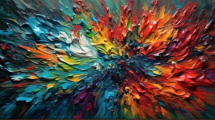 abstract colourful acrylic paint painting with 3d texture ,generative ai