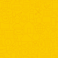 Thin Line Website Mobile User Interface Seamless Yellow Pattern. Vector Web Design Seamless Background in Trendy Modern Line Style. Thin Outline Art