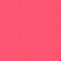 Thin Line Website Mobile User Interface Seamless Pink Pattern. Vector Web Design Seamless Background in Trendy Modern Line Style. Thin Outline Art
