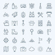 Line Camping Icons. Vector Collection of Modern Thin Outline Adventure Camp Symbols.