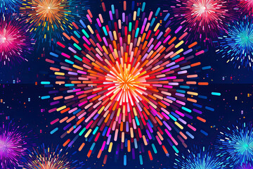 Wall Mural - Fireworks graphic design, 4th of July, New Year's Eve, celebration, background. Generative AI