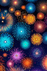 Sticker - Fireworks graphic design, 4th of July, New Year's Eve, celebration, background. Generative AI