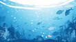 © lanych - Underwater world, light, air bubbles, cartoon style, banner design. Generative AI