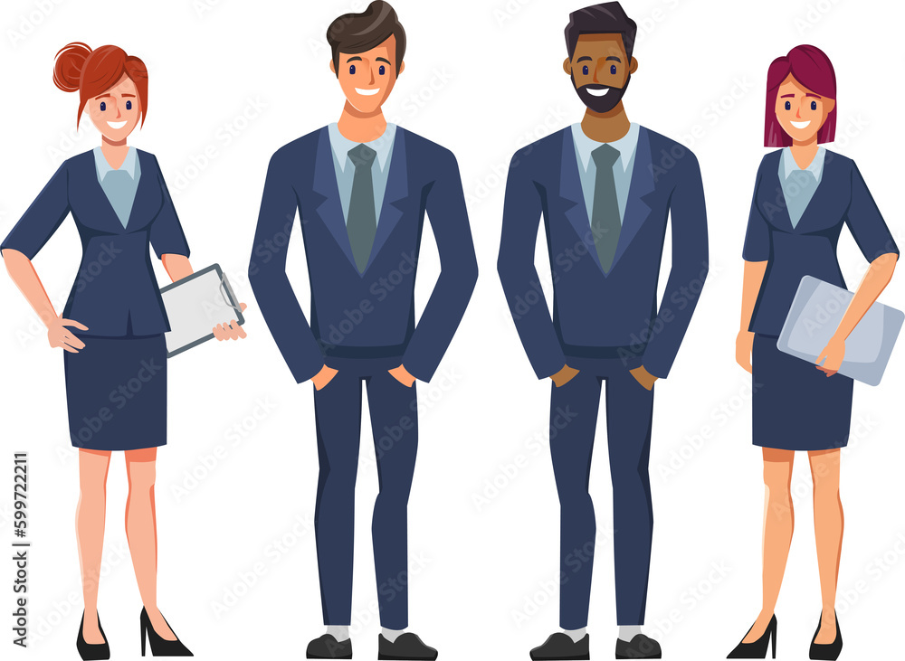 Business people teamwork office character. Colleague working together concept. Flat cartoon character design.