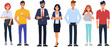 Business people teamwork office character. Colleague working together concept. Flat cartoon character design.