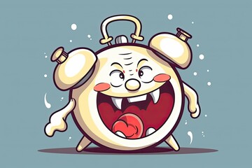 Sticker - cheerful alarm clock cartoon character Generative AI