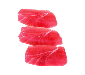 Wall Mural - tuna sashimi, raw tuna fish isolated on white background