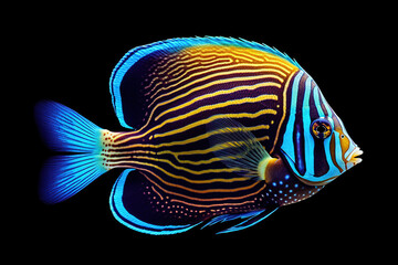 Wall Mural - Captivating Colorful Emperor Angelfish of the Ocean - Generative AI