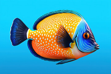 Wall Mural - Beautiful Regal Tang Fish in the Ocean - Generative AI