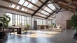 home studio workshop with modern loft design and skylight roof top multi purpose function home design concept, image ai generate