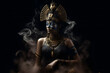 Egyptian goddess on black background. Neural network AI generated art Generative AI