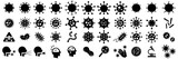 Fototapeta  - Silhouette set of vector illustrations of simple shapes of various virus icons and pictograms