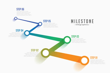 Sticker - six step milestone infographic map template for success