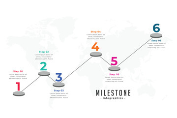 Sticker - business infographic milestone map layout with 6 easy steps plan