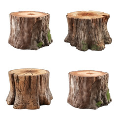 Wall Mural - stump log set isolated on transparent background - generative ai