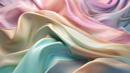 Abstract background of multicolored pastel silk or satin fabric texture. Generative ai illustration