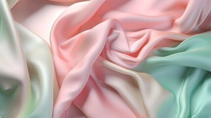 Closeup of beautiful color patterns, silk fabric texture background in pastel color. Generative ai illustration