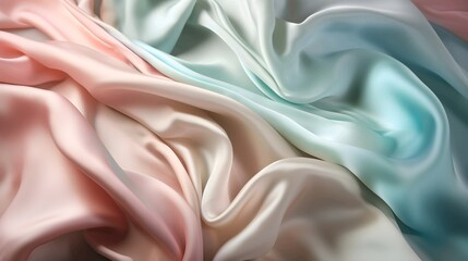 Closeup of beautiful color patterns, silk fabric texture background in pastel color. Generative ai illustration