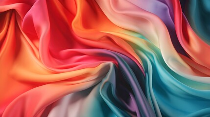Abstract multicolored silk or satin fabric texture. Generative ai illustration