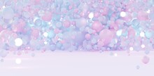 Creative Gentle Fashion Background Flying Sphere Shapes In Pastel Palette Textured Background Scene Pastel Colored Balls Light Colored Beads Pink And Blue 3d Illustration