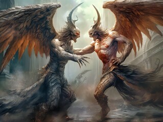 demon fight, created with generative AI