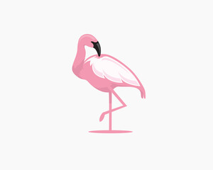 Poster - flamingo art stand look back logo template illustration inspiration