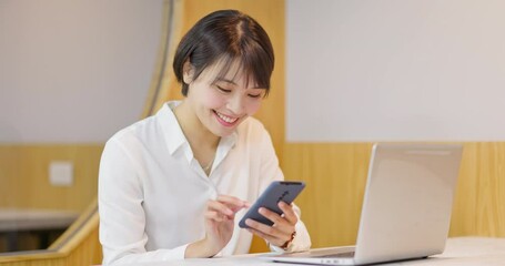 Canvas Print - asian happy businesswoman working