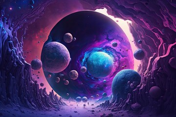 Wall Mural - very epic blue and purple space as background spectacular. generative ai aig15.