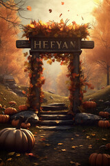 Poster - A rustic wooden sign with an autumn message, such as 