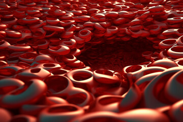 Aufkleber - A digital illustration of blood cells flowing through a maze-like structure.  Generative AI technology..