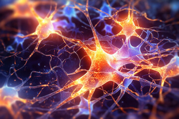 Aufkleber - An abstract illustration of the neural pathways in the brain, featuring glowing synapses and intricate connections. Generative AI technology..