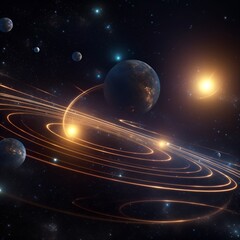 Wall Mural - solar system, galaxy full of stars, detailed , glow, cosmic, amazing lightning, photography, calm, l