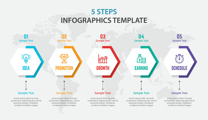 Vector Infographic design with icons and 5 options or steps. Infographics for business concept. Can be used for presentations banner, workflow layout, process diagram, flow chart, info graph